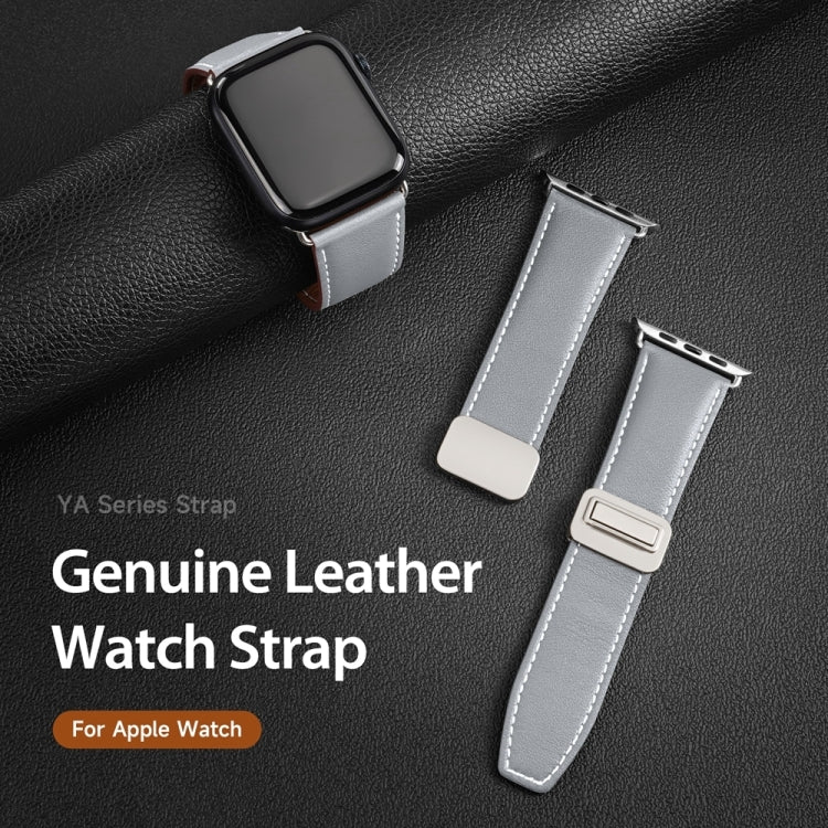 For Apple Watch Series 9 41mm DUX DUCIS YA Series Magnetic Buckle Genuine Leather Watch Band(Grey) - Watch Bands by DUX DUCIS | Online Shopping UK | buy2fix