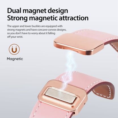 For Apple Watch Series 8 45mm DUX DUCIS YA Series Magnetic Buckle Genuine Leather Watch Band(Pink) - Watch Bands by DUX DUCIS | Online Shopping UK | buy2fix