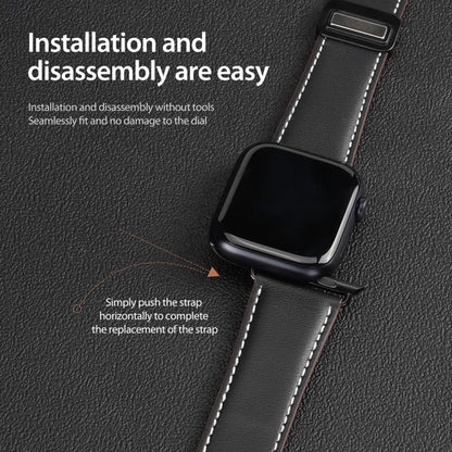 For Apple Watch SE 2022 40mm DUX DUCIS YA Series Magnetic Buckle Genuine Leather Watch Band(Black) - Watch Bands by DUX DUCIS | Online Shopping UK | buy2fix