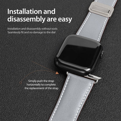 For Apple Watch Series 4 44mm DUX DUCIS YA Series Magnetic Buckle Genuine Leather Watch Band(Grey) - Watch Bands by DUX DUCIS | Online Shopping UK | buy2fix