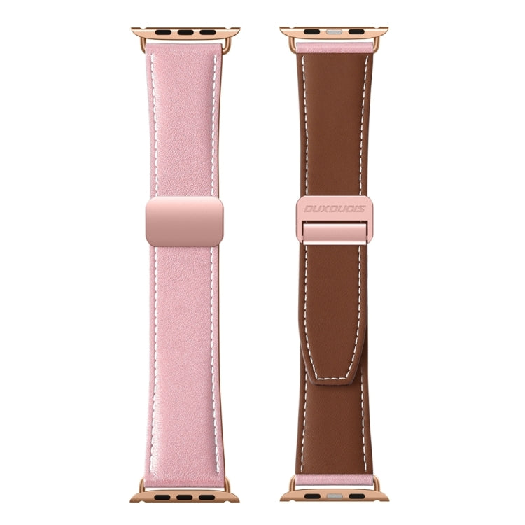 For Apple Watch Series 4 40mm DUX DUCIS YA Series Magnetic Buckle Genuine Leather Watch Band(Pink) - Watch Bands by DUX DUCIS | Online Shopping UK | buy2fix