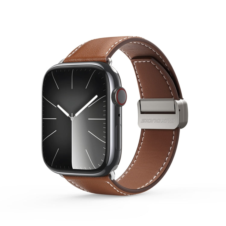 For Apple Watch Series 2 38mm DUX DUCIS YA Series Magnetic Buckle Genuine Leather Watch Band(Brown) - Watch Bands by DUX DUCIS | Online Shopping UK | buy2fix