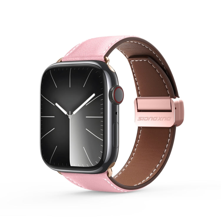 For Apple Watch Series 2 38mm DUX DUCIS YA Series Magnetic Buckle Genuine Leather Watch Band(Pink) - Watch Bands by DUX DUCIS | Online Shopping UK | buy2fix