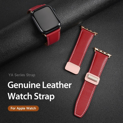 For Apple Watch 38mm DUX DUCIS YA Series Magnetic Buckle Genuine Leather Watch Band(Red) - Watch Bands by DUX DUCIS | Online Shopping UK | buy2fix