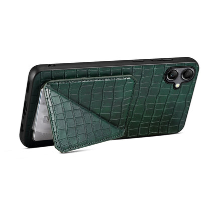 For Samsung Galaxy A51 5G Denior Imitation Crocodile Leather Back Phone Case with Holder(Green) - Galaxy Phone Cases by Denior | Online Shopping UK | buy2fix