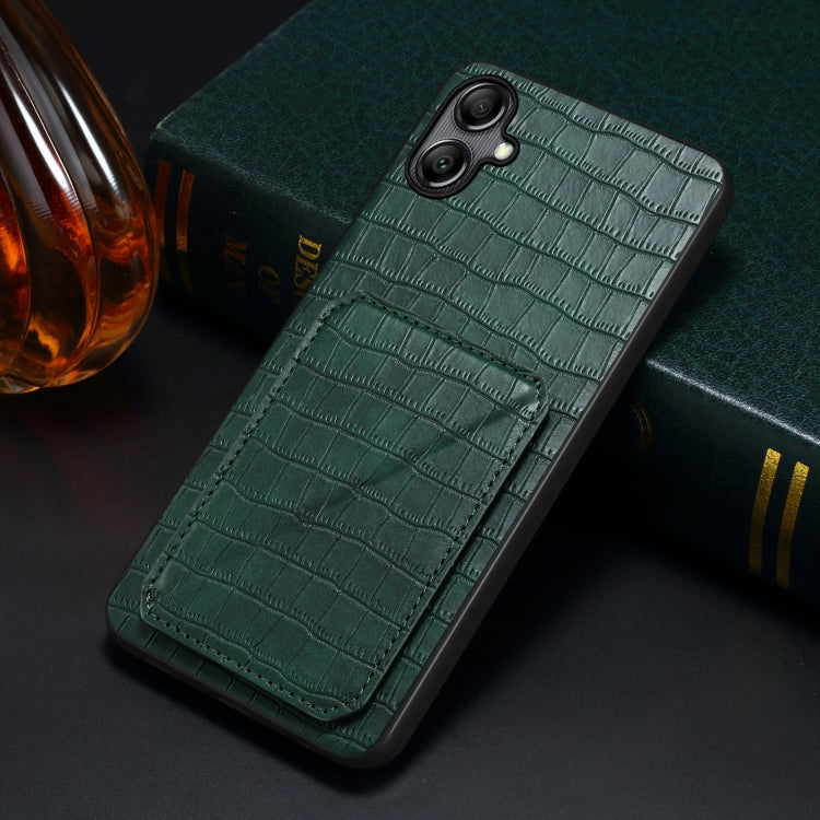 For Samsung Galaxy A51 5G Denior Imitation Crocodile Leather Back Phone Case with Holder(Green) - Galaxy Phone Cases by Denior | Online Shopping UK | buy2fix