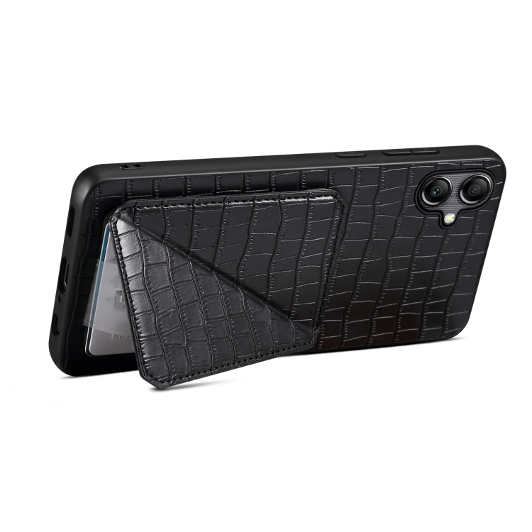 For Samsung Galaxy A53 5G Denior Imitation Crocodile Leather Back Phone Case with Holder(Black) - Galaxy Phone Cases by Denior | Online Shopping UK | buy2fix