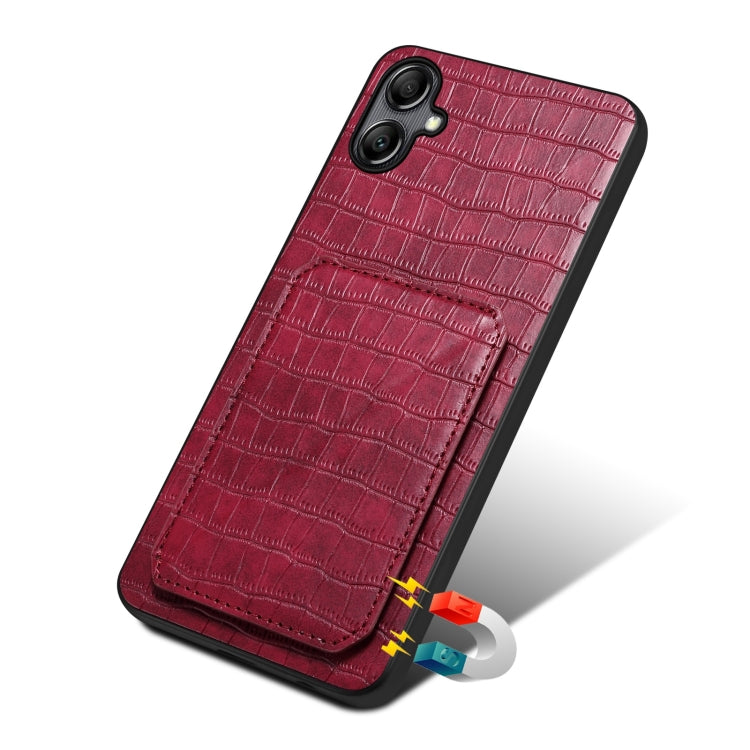 For Samsung Galaxy A54 5G Denior Imitation Crocodile Leather Back Phone Case with Holder(Rose Red) - Galaxy Phone Cases by Denior | Online Shopping UK | buy2fix