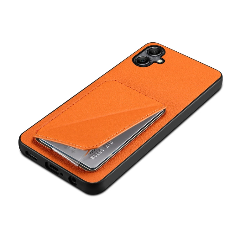 For Samsung Galaxy A05G Denior Imitation Calf Leather Back Phone Case with Holder(Orange) - Galaxy Phone Cases by Denior | Online Shopping UK | buy2fix