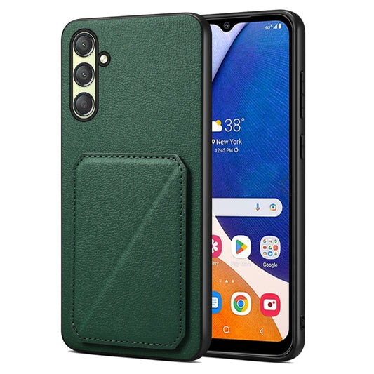 For Samsung Galaxy A14 5G / 4G Denior Imitation Calf Leather Back Phone Case with Holder(Green) - Galaxy Phone Cases by Denior | Online Shopping UK | buy2fix