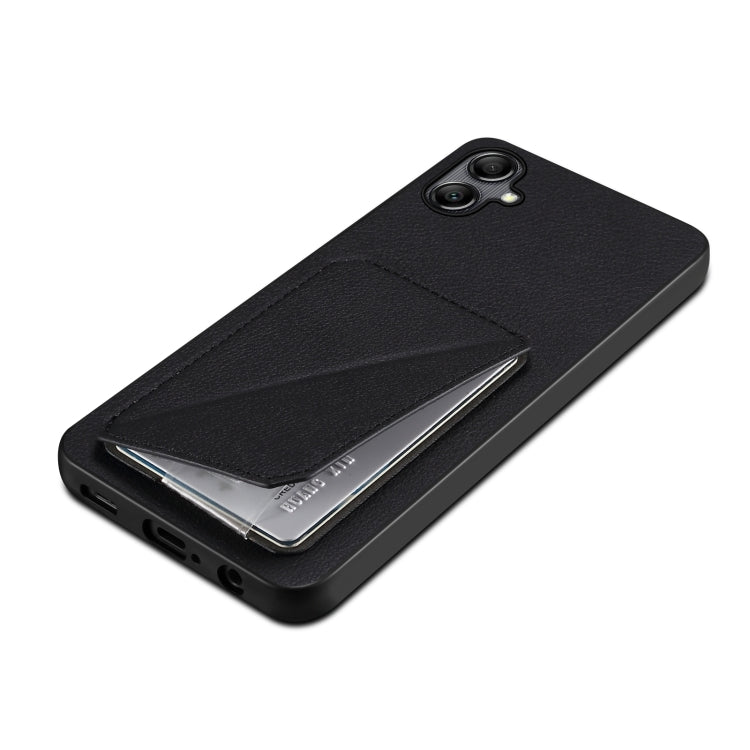 For Samsung Galaxy A20s Denior Imitation Calf Leather Back Phone Case with Holder(Black) - Galaxy Phone Cases by Denior | Online Shopping UK | buy2fix