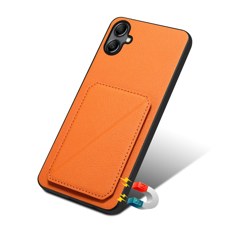 For Samsung Galaxy A34 5G Denior Imitation Calf Leather Back Phone Case with Holder(Orange) - Galaxy Phone Cases by Denior | Online Shopping UK | buy2fix