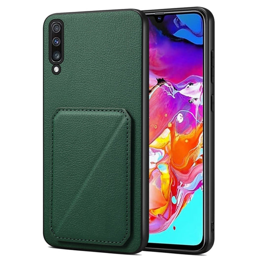 For Samsung Galaxy A70 Denior Imitation Calf Leather Back Phone Case with Holder(Green) - Galaxy Phone Cases by Denior | Online Shopping UK | buy2fix