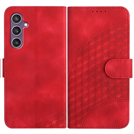 For Samsung Galaxy S23 FE 5G YX0060 Elephant Head Embossed Phone Leather Case with Lanyard(Red) - Galaxy S23 FE 5G Cases by buy2fix | Online Shopping UK | buy2fix