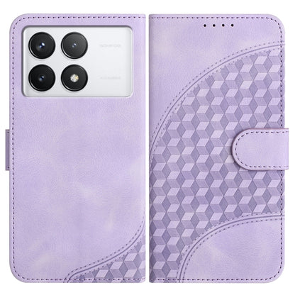 For Xiaomi Redmi K70 YX0060 Elephant Head Embossed Phone Leather Case with Lanyard(Light Purple) - K70 Cases by buy2fix | Online Shopping UK | buy2fix