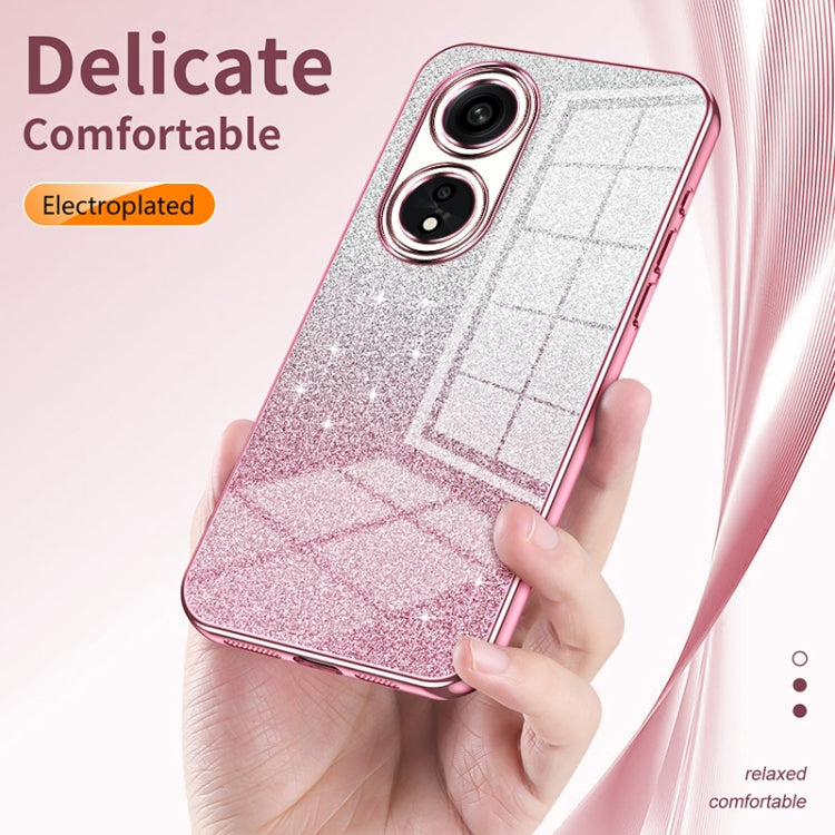 For OPPO Reno6 Pro Indian  Gradient Glitter Powder Electroplated Phone Case(Silver) - OPPO Cases by buy2fix | Online Shopping UK | buy2fix