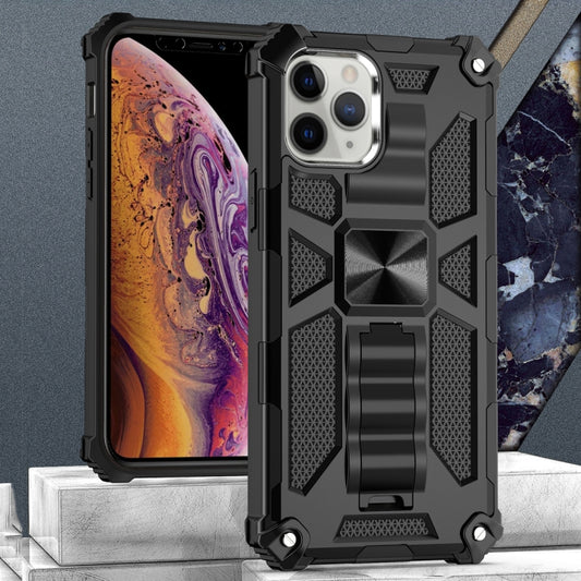 For iPhone 12 Pro Max Armor Shockproof TPU + PC Magnetic Protective Case with Holder(Black) - iPhone 12 Pro Max Cases by buy2fix | Online Shopping UK | buy2fix