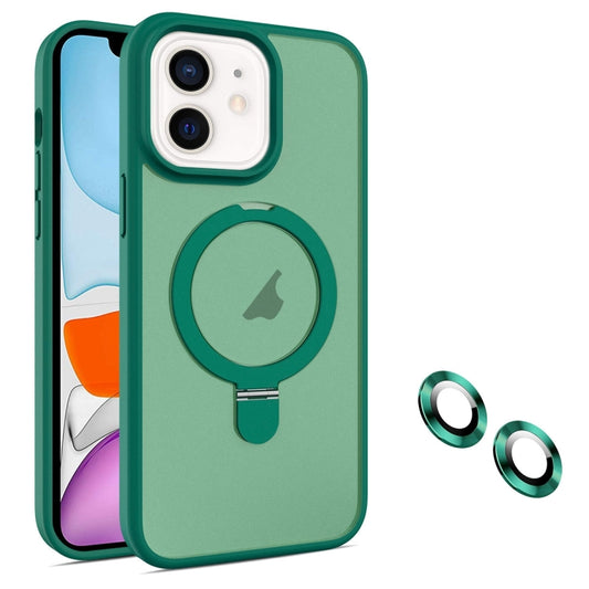 For iPhone 11 MagSafe Magnetic Holder Phone Case(Dark Green) - iPhone 11 Cases by buy2fix | Online Shopping UK | buy2fix