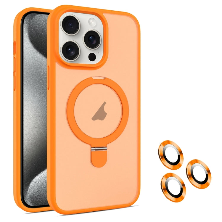 For iPhone 15 Pro MagSafe Magnetic Holder Phone Case(Orange) - iPhone 15 Pro Cases by buy2fix | Online Shopping UK | buy2fix