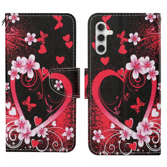 For Samsung Galaxy S24 5G Colored Drawing Pattern Leather Phone Case(Red Heart) - Galaxy S24 5G Cases by buy2fix | Online Shopping UK | buy2fix