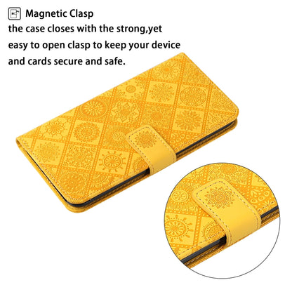 For Google Pixel 9 / 9 Pro Ethnic Style Embossed Pattern Leather Phone Case(Yellow) - Google Cases by buy2fix | Online Shopping UK | buy2fix