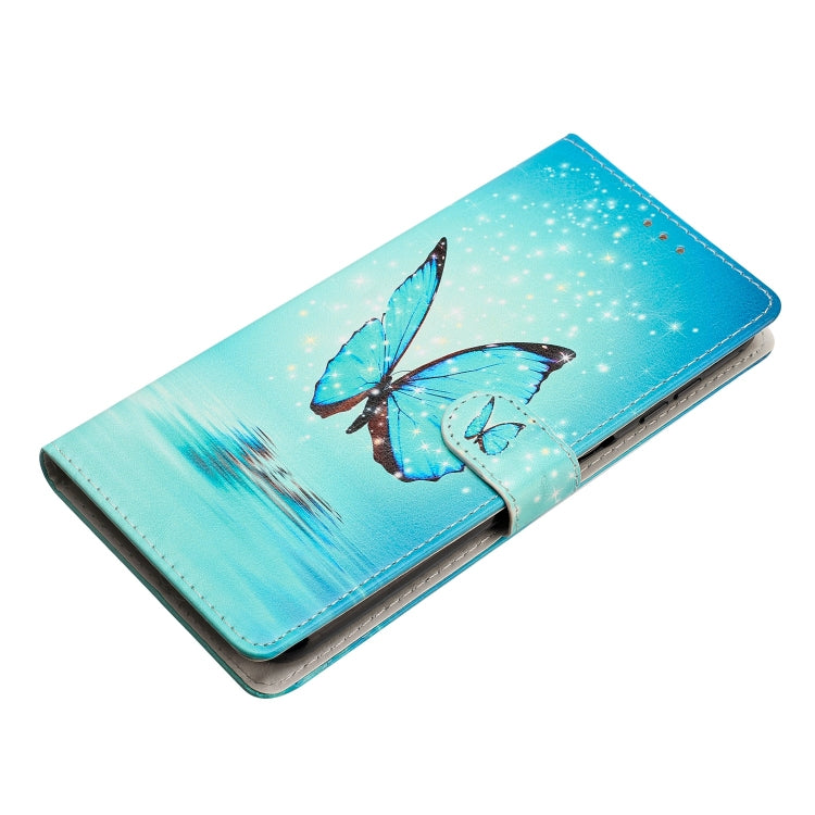 For ZTE Blade A73 5G Colored Drawing Leather Phone Case(Blue Butterfly) - ZTE Cases by buy2fix | Online Shopping UK | buy2fix