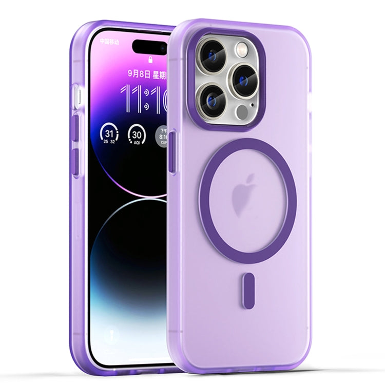 For iPhone 15 Pro MagSafe Frosted Translucent TPU + PC Full Coverage Phone Case(Dark Purple) - iPhone 15 Pro Cases by buy2fix | Online Shopping UK | buy2fix