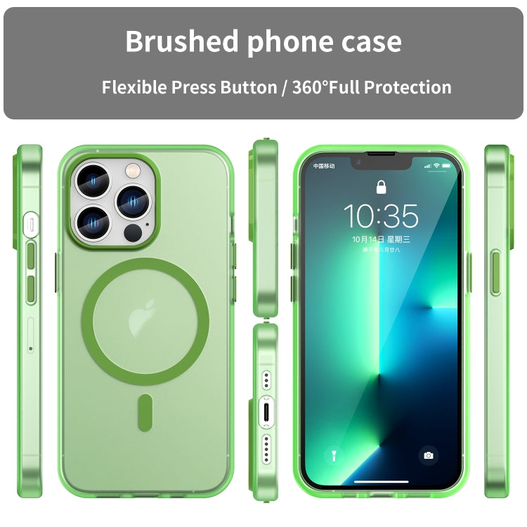 For iPhone 13 Pro MagSafe Frosted Translucent TPU + PC Full Coverage Phone Case(Green) - iPhone 13 Pro Cases by buy2fix | Online Shopping UK | buy2fix