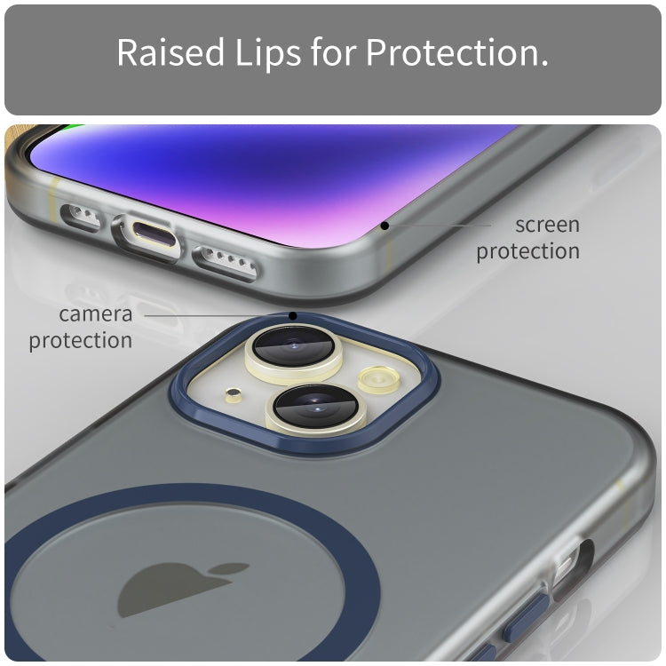 For iPhone 16 Plus MagSafe Frosted Translucent TPU + PC Full Coverage Phone Case(Dark Blue) - iPhone 16 Plus Cases by buy2fix | Online Shopping UK | buy2fix