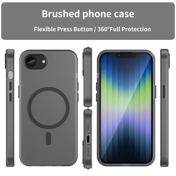 For iPhone SE 2024 MagSafe Frosted Translucent TPU + PC Full Coverage Phone Case(Black) - More iPhone Cases by buy2fix | Online Shopping UK | buy2fix