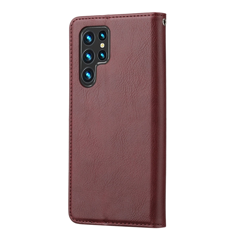 For Samsung Galaxy S25 Ultra 5G Knead Skin Texture Flip Leather Phone Case(Wine Red) - Galaxy S25 Ultra 5G Cases by buy2fix | Online Shopping UK | buy2fix