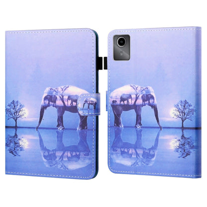 For Lenovo Tab M11/ Xiaoxin Pad 11 2024 Coloured Drawing Stitching Smart Leather Tablet Case(Tree and Elephant) - Lenovo by buy2fix | Online Shopping UK | buy2fix