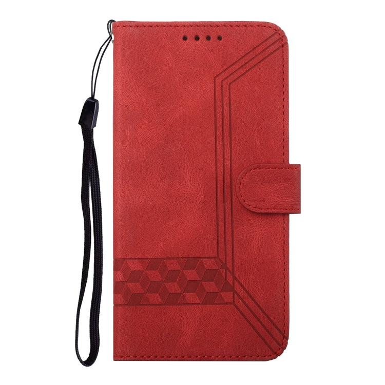 For Google Pixel 9 Pro Cubic Skin Feel Flip Leather Phone Case(Red) - Google Cases by buy2fix | Online Shopping UK | buy2fix