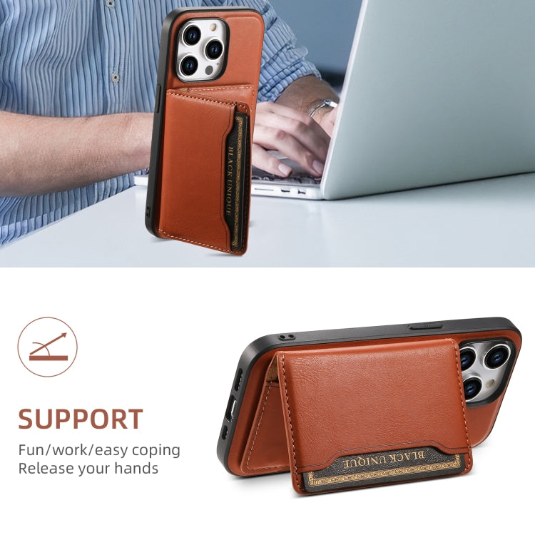 For iPhone 12 Denior Cowhide Texture Leather MagSafe Detachable Wallet Phone Case(Brown) - iPhone 12 / 12 Pro Cases by Denior | Online Shopping UK | buy2fix