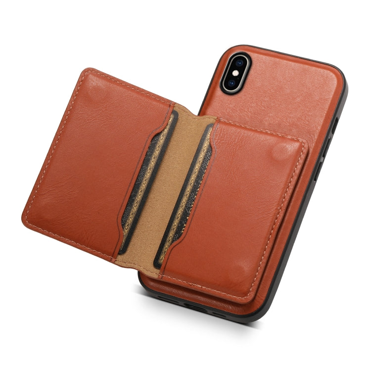 For iPhone XS Max Denior Cowhide Texture Leather MagSafe Detachable Wallet Phone Case(Brown) - More iPhone Cases by Denior | Online Shopping UK | buy2fix