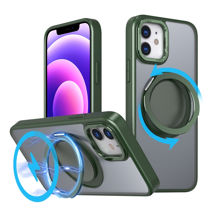 For iPhone 12 360-degree Rotating MagSafe Magnetic Holder Phone Case(Green) - iPhone 12 / 12 Pro Cases by buy2fix | Online Shopping UK | buy2fix