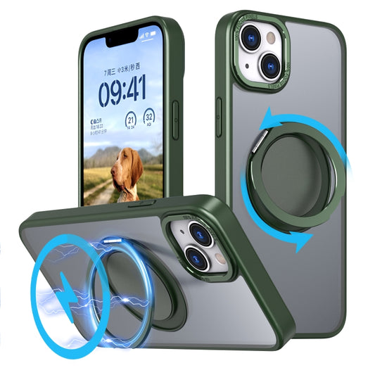 For iPhone 14 360-degree Rotating MagSafe Magnetic Holder Phone Case(Green) - iPhone 14 Cases by buy2fix | Online Shopping UK | buy2fix