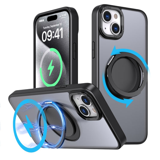 For iPhone 15 Plus 360-degree Rotating MagSafe Magnetic Holder Phone Case(Black) - iPhone 15 Plus Cases by buy2fix | Online Shopping UK | buy2fix