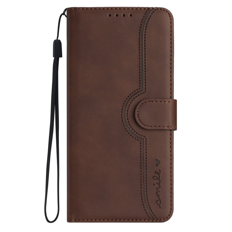 For Google Pixel 9 Pro Heart Pattern Skin Feel Leather Phone Case(Brown) - Google Cases by buy2fix | Online Shopping UK | buy2fix