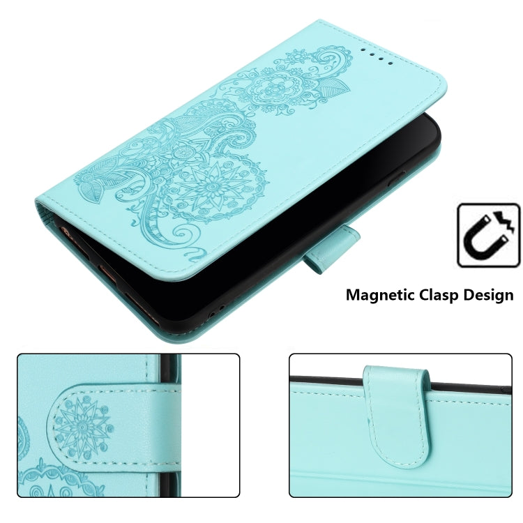 For Google Pixel 9 Pro Datura Flower Embossed Flip Leather Phone Case(Light blue) - Google Cases by buy2fix | Online Shopping UK | buy2fix