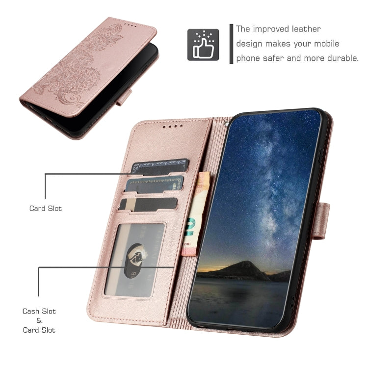 For Google Pixel 9 Datura Flower Embossed Flip Leather Phone Case(Rose Gold) - Google Cases by buy2fix | Online Shopping UK | buy2fix