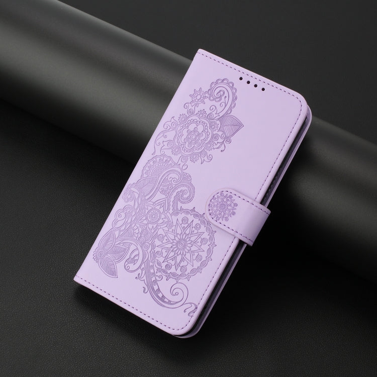 For Google Pixel 9 Datura Flower Embossed Flip Leather Phone Case(Purple) - Google Cases by buy2fix | Online Shopping UK | buy2fix