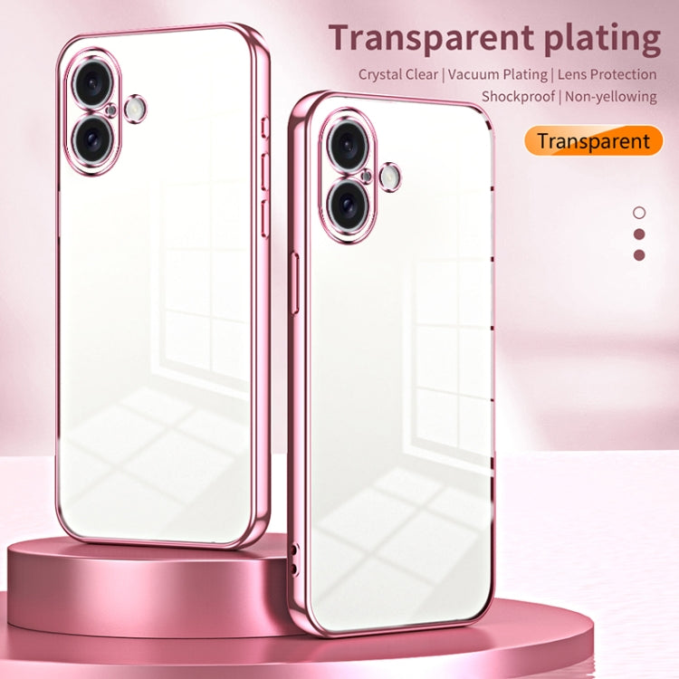 For iPhone 16 Transparent Plating Fine Hole Phone Case(Gold) - iPhone 16 Cases by buy2fix | Online Shopping UK | buy2fix