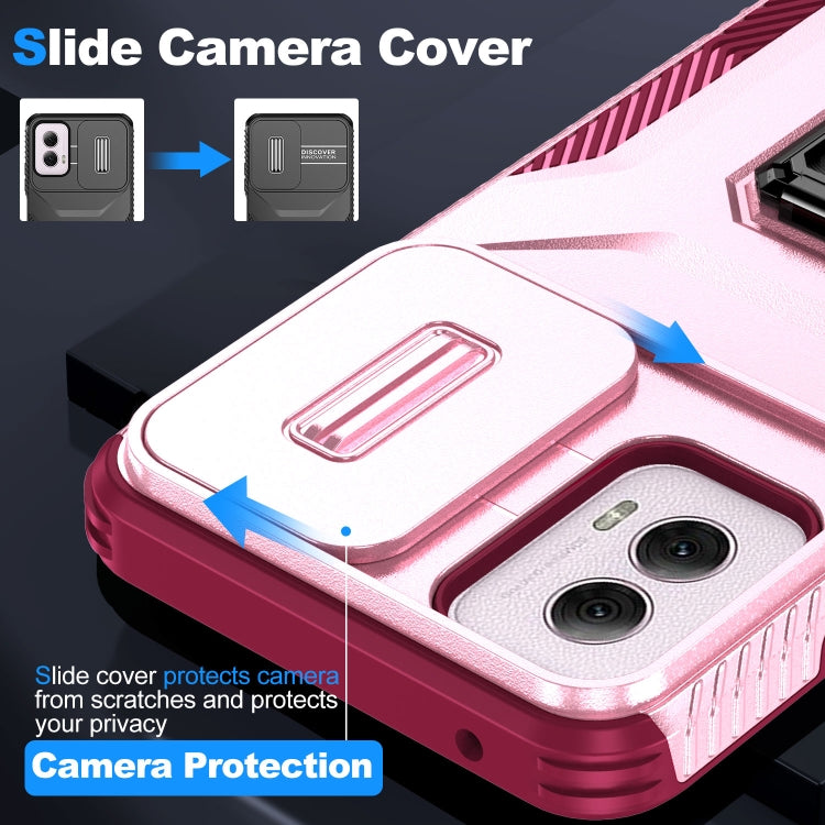 For Motorola Moto G Power 2024 Sliding Camshield Holder Phone Case(Pink + Rose Red) - Motorola Cases by buy2fix | Online Shopping UK | buy2fix