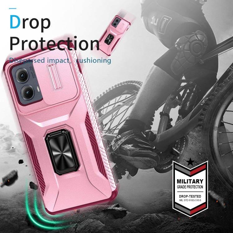 For Motorola Edge 5G 2024 Sliding Camshield Holder Phone Case(Pink + Rose Red) - Motorola Cases by buy2fix | Online Shopping UK | buy2fix