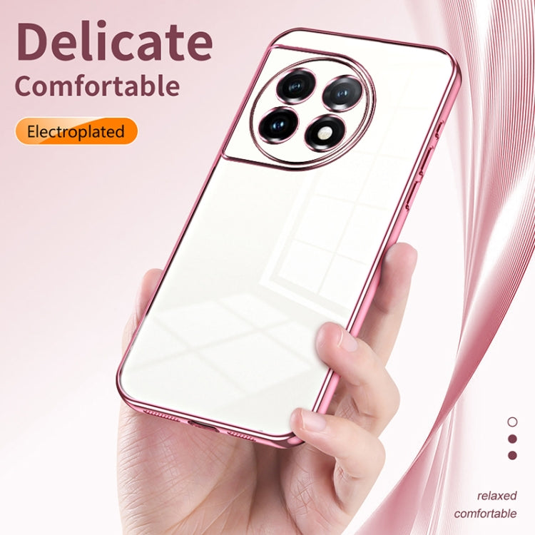 For OnePlus 11 Transparent Plating Fine Hole Phone Case(Pink) - OnePlus Cases by buy2fix | Online Shopping UK | buy2fix