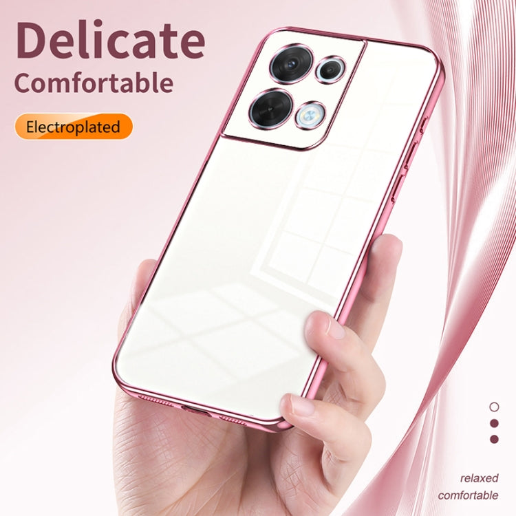 For OPPO Reno8 Transparent Plating Fine Hole Phone Case(Transparent) - OPPO Cases by buy2fix | Online Shopping UK | buy2fix