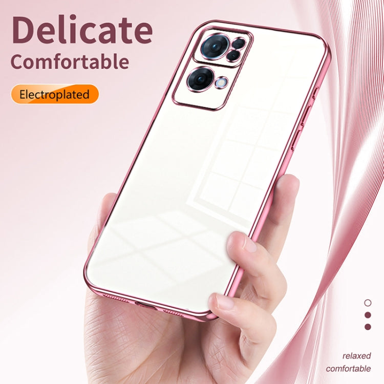 For OPPO Reno7 Pro Transparent Plating Fine Hole Phone Case(Purple) - OPPO Cases by buy2fix | Online Shopping UK | buy2fix