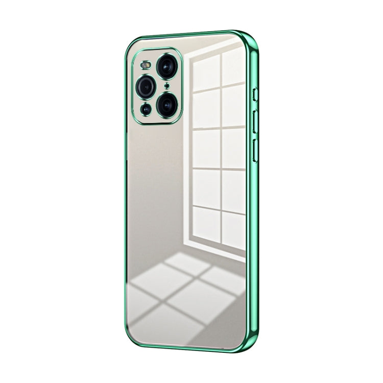 For OPPO Find X3 / Find X3 Pro Transparent Plating Fine Hole Phone Case(Green) - OPPO Cases by buy2fix | Online Shopping UK | buy2fix