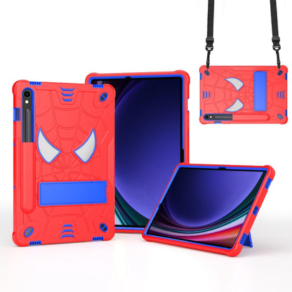 For Samsung Galaxy Tab S9 FE / S9 Fold-Holder Spider Silicone Hybrid PC Tablet Case(Red Blue) - Galaxy Tab S9 Cases by buy2fix | Online Shopping UK | buy2fix